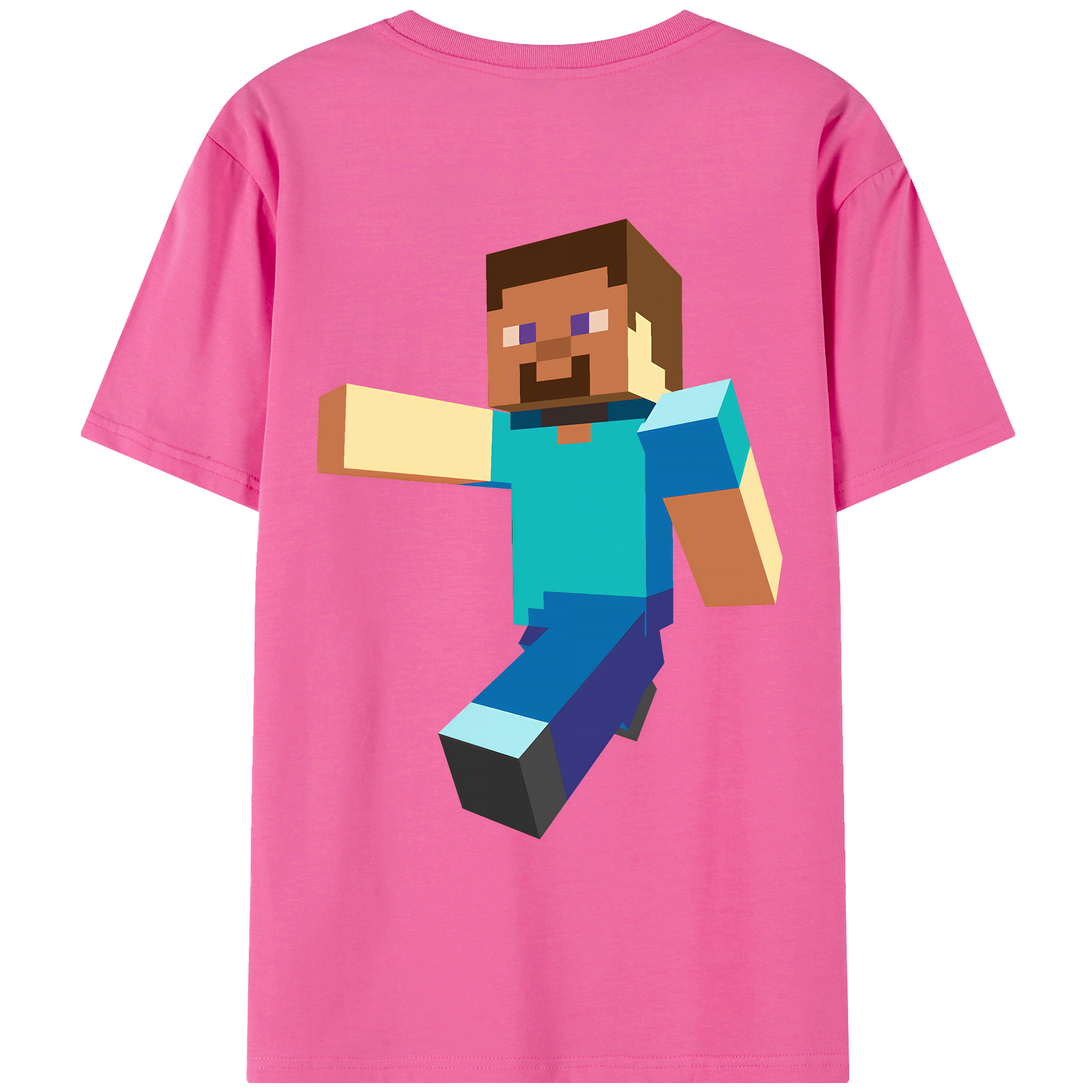 （画像用） マインクラフト ブロックの世界 Minecraft MC Block world レディース半袖Tシャツ(バックプリント)